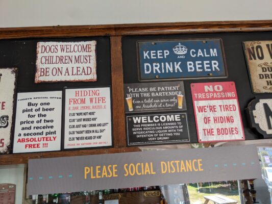 joke board in pub