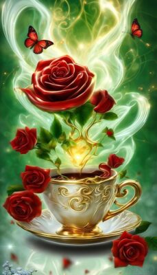 members cafe cup and roses