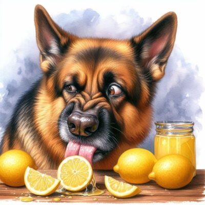 caption group dog and lemons