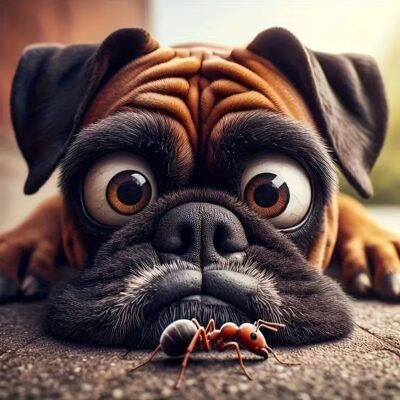 caption group dog and ant