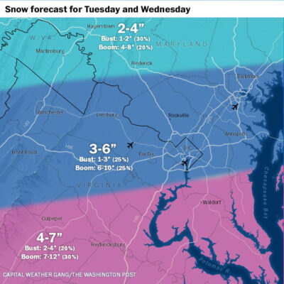 snow map for Maryland