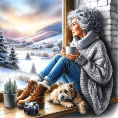 caption group woman and dog