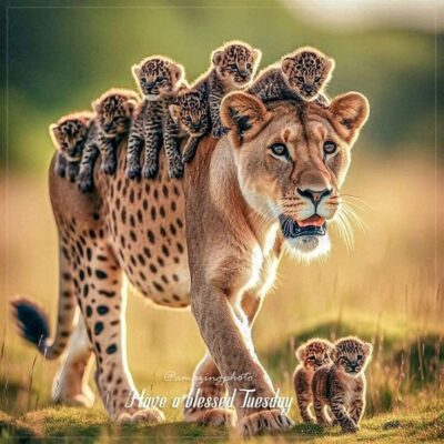caption group lioness and cubs