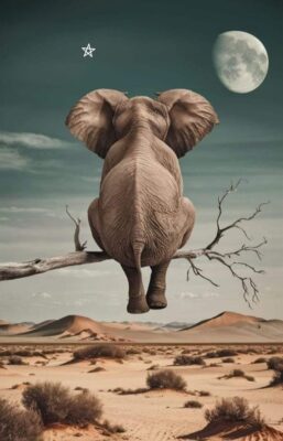 caption group elephant on branch