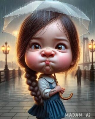 caption group girl umbrella