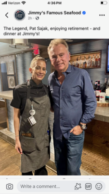 Pat Sajak at Jimmy's Seafood Restaurant yesterday