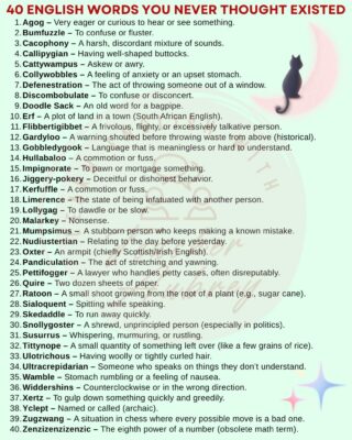 English uncommon word list