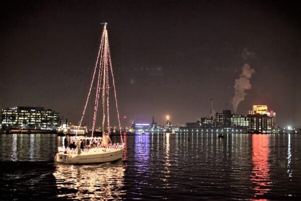 Lighted Sailboat on the Inner Harbor