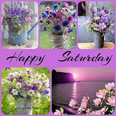 Happy Saturday flowers collage