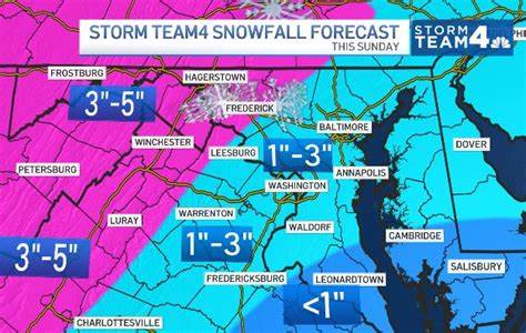 snow map for Batlmore , MD.