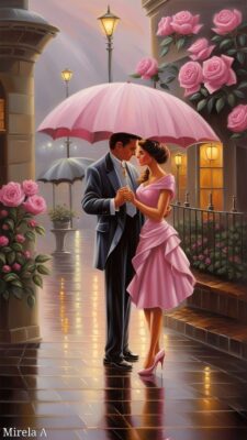 caption group couple in rain