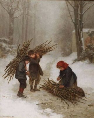 caption group gathering wood