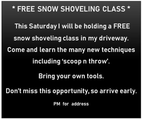 joke. snow shoveling