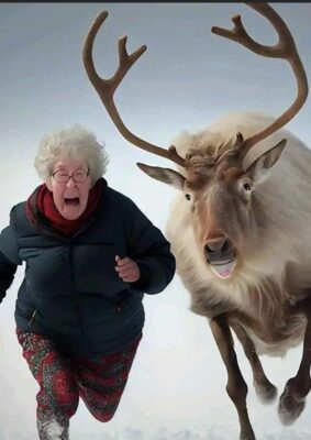 caption group woman and moose