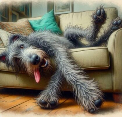 caption group large dog on couch
