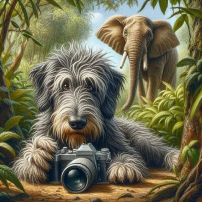 caption group dog camera elephant
