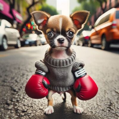 caption group dog boxing gloves